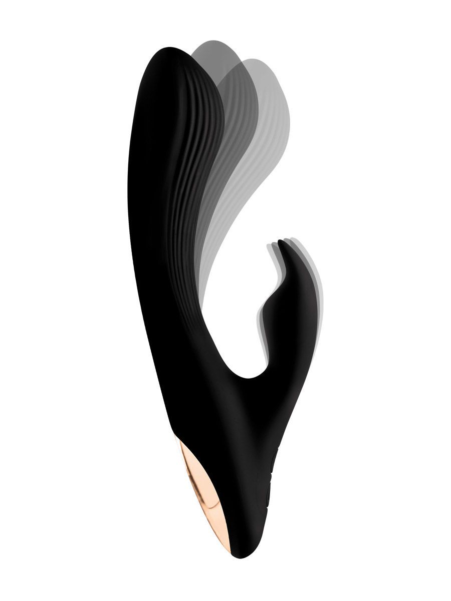 Wonder Vibes 7X Bendable Silicone Rabbit: Bunnyvibrator, schwarz/roségold