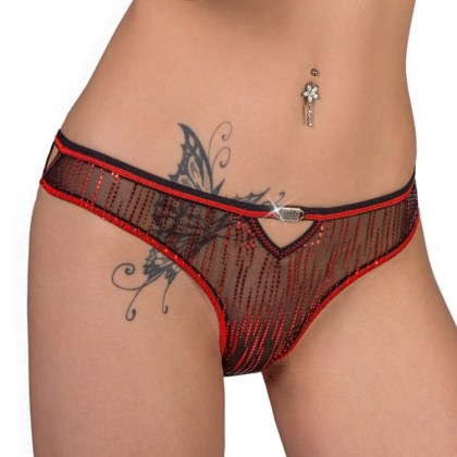 Eros Veneziani Lamé: Brazilslip, rot/schwarz (M/L) Eros Veneziani Lamé: Brazilslip, rot/schwarz (M/L)