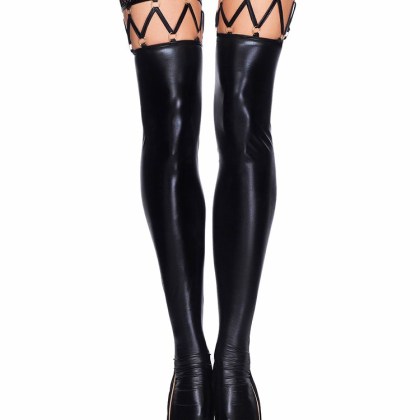 7-Heaven Wetlook-Strapsstrümpfe: Marica, schwarz (S/M) 7-Heaven Wetlook-Strapsstrümpfe: Marica, schwarz (S/M)