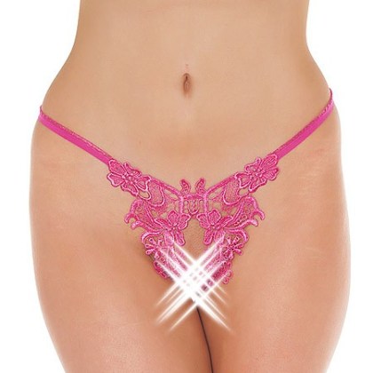 Ouvert-Spitzenstring: Flowers, pink (One Size) Ouvert-Spitzenstring: Flowers, pink (One Size)