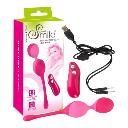 Sweet Smile Loveballs: Vibro-Liebeskugeln mit Fernbedienung, rot/rosa Sweet Smile Loveballs: Vibro-Liebeskugeln mit Fernbedienung, rot/rosa