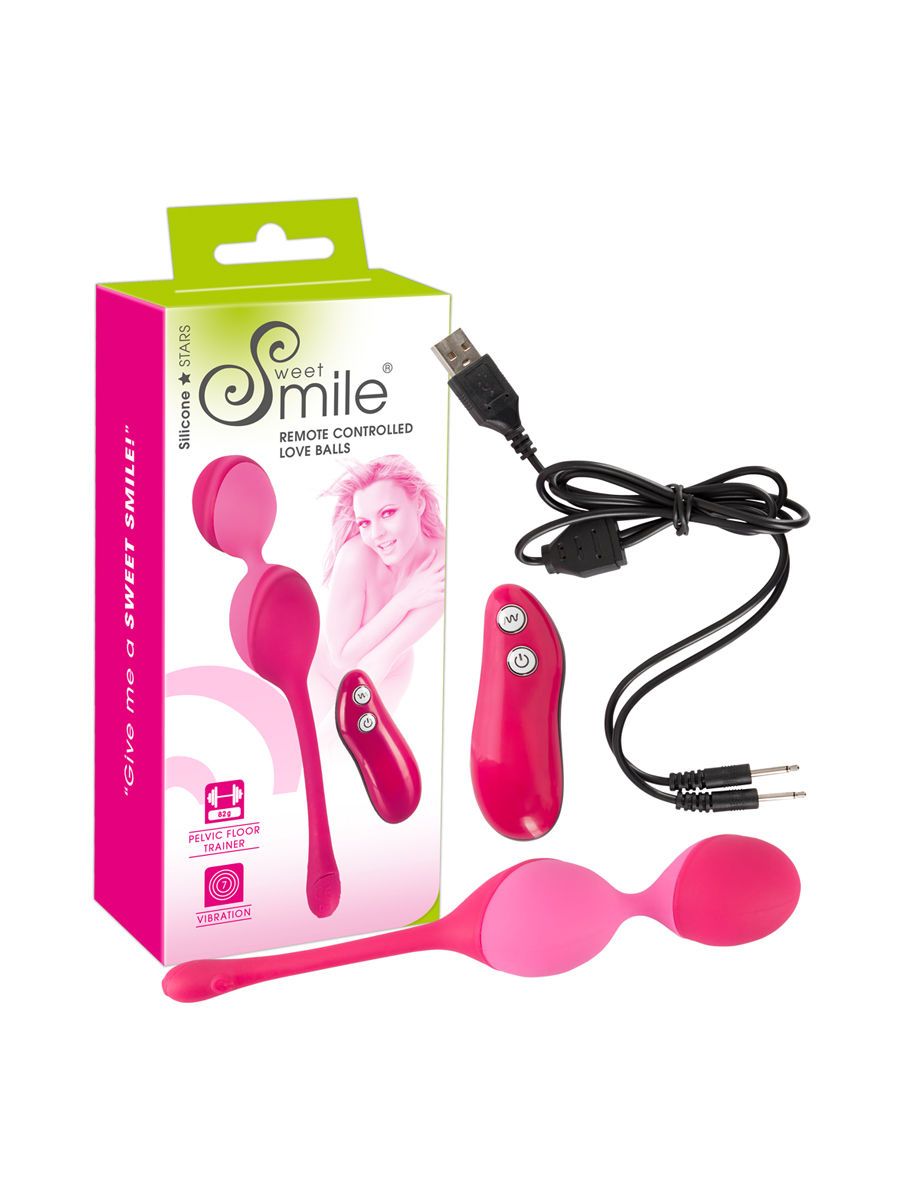 Sweet Smile Loveballs: Vibro-Liebeskugeln mit Fernbedienung, rot/rosa