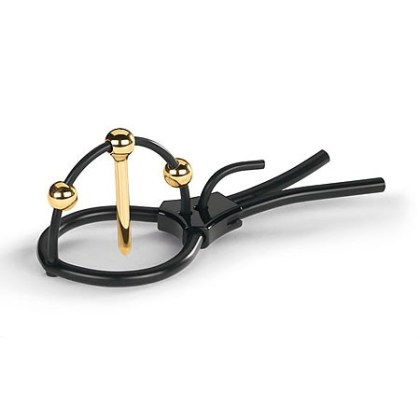 Mystim Plunging Pete Corona Strap: Elektro-Dilator mit Eichelring, schwarz/gold Mystim Plunging Pete Corona Strap: Elektro-Dilator mit Eichelring, schwarz/gold