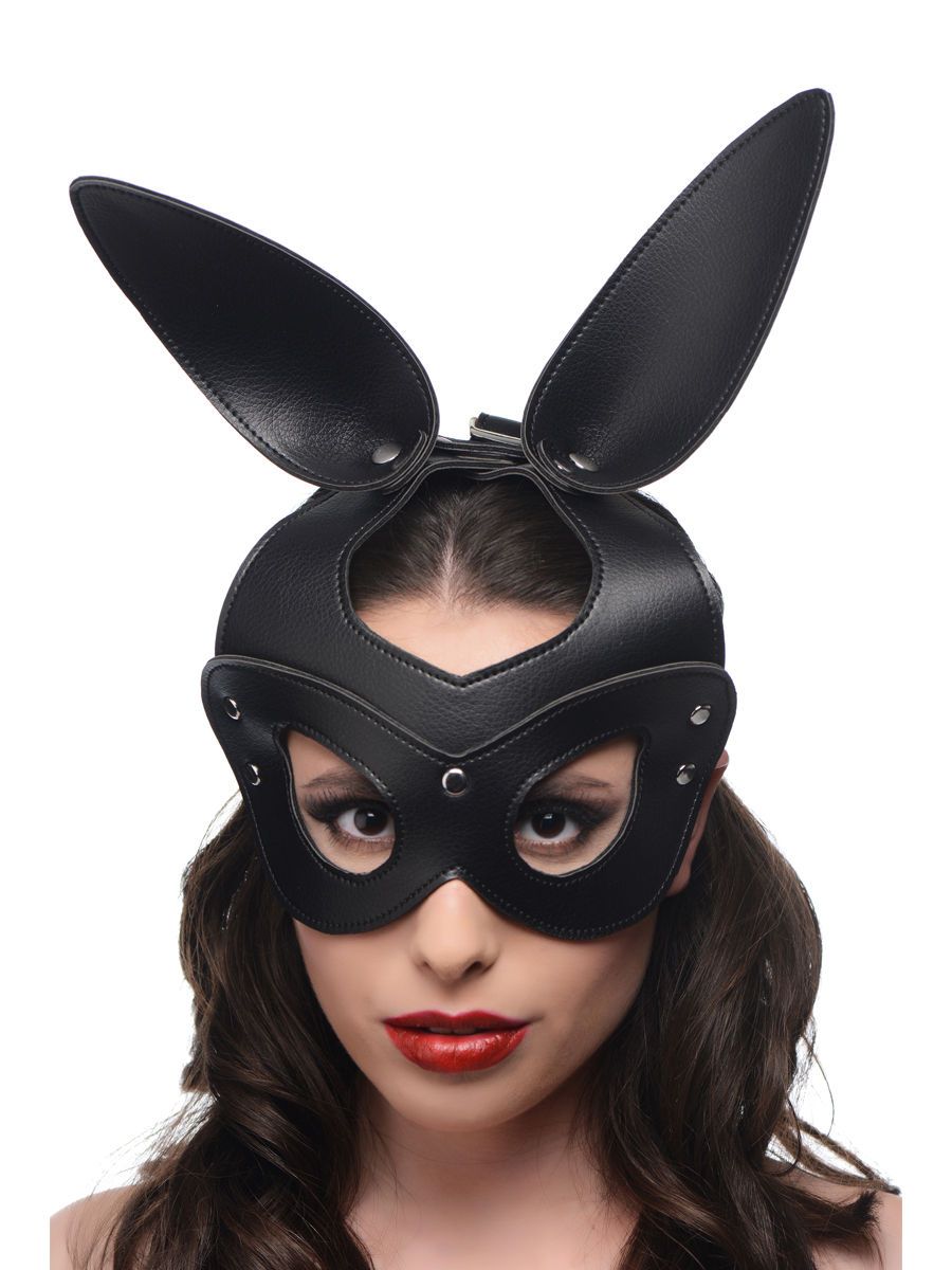 Master Series Bad Bunny: Leder-Kopfmaske, schwarz