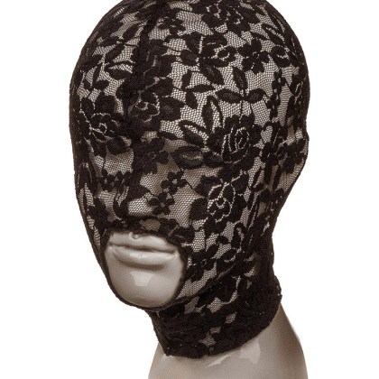 Scandal Lace Hood: Spitzen-Kopfmaske, schwarz Scandal Lace Hood: Spitzen-Kopfmaske, schwarz