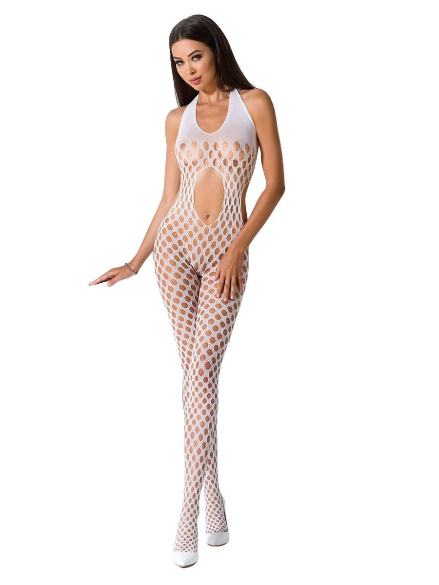 Passion BS065: Netz-Catsuit, weiß (One Size)