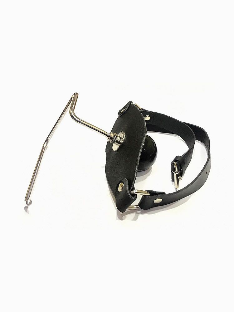 Black Label The Holder Ball Gag: Leder-Knebel mit Silikon-Ballknebel, schwarz
