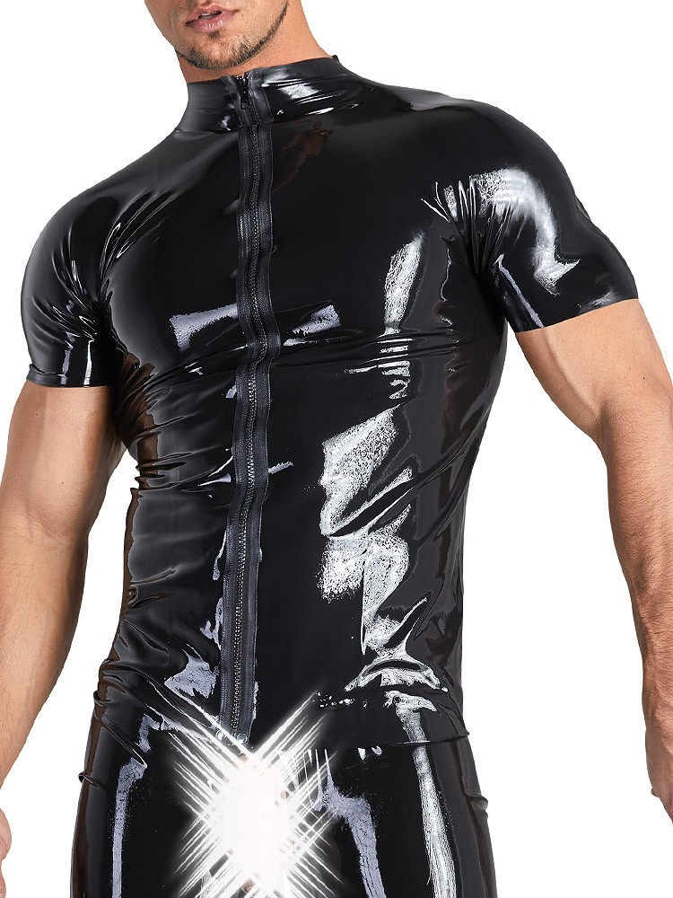 Latex-Zipshirt, schwarz (XXL)