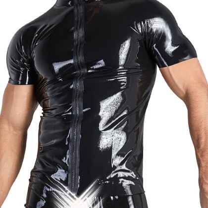 Latex-Zipshirt, schwarz (XL) Latex-Zipshirt, schwarz (XL)