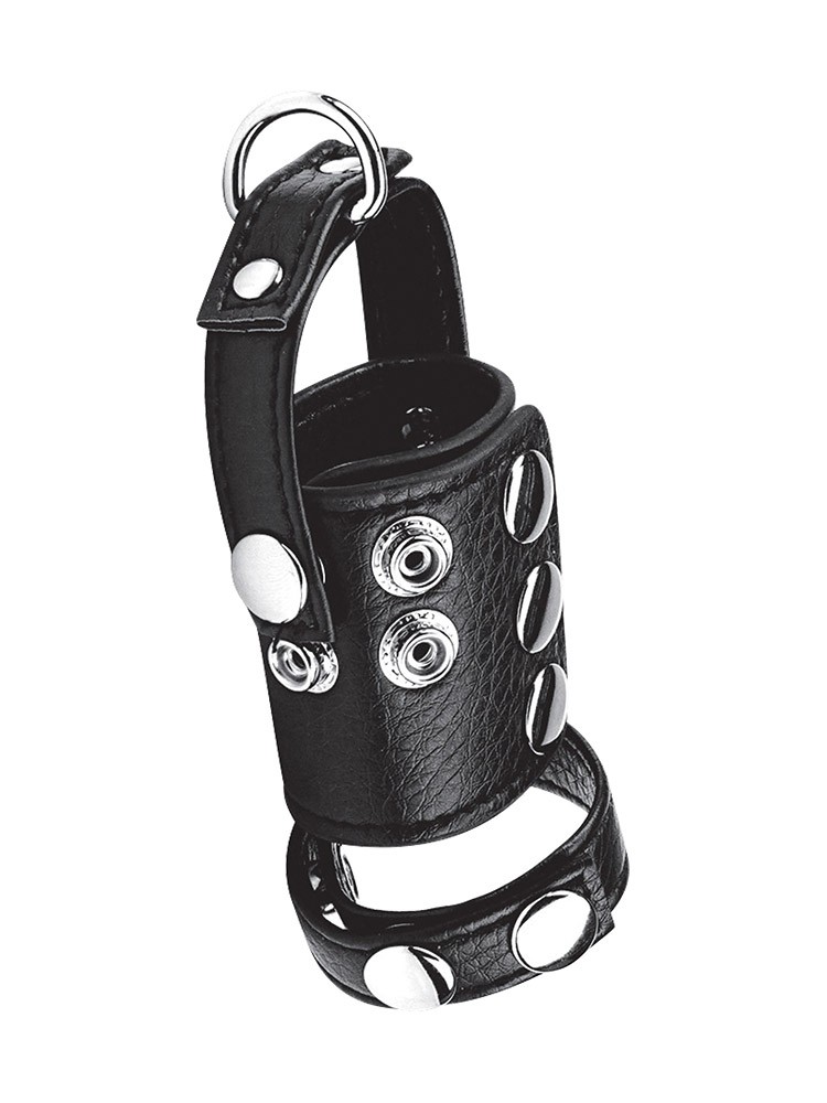 Blue Line 2%27%27 Cock Ring/Ball Stretcher: Kunstleder-Penisriemen mit Hodenstret...