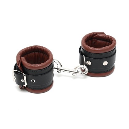 Leder-Handfesseln gepolstert, braun/schwarz Leder-Handfesseln gepolstert, braun/schwarz