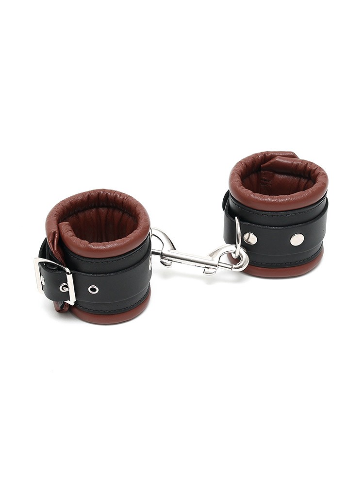 Leder-Handfesseln gepolstert, braun/schwarz