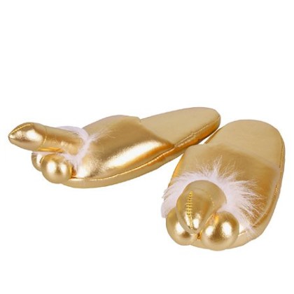 Plüsch-Hausschuhe: Penis, gold Plüsch-Hausschuhe: Penis, gold