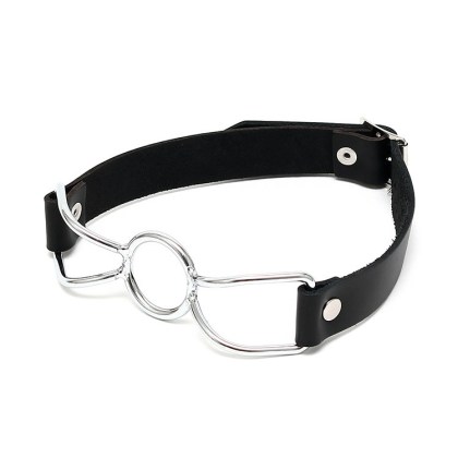 Leder-Knebel mit Metallring, schwarz Leder-Knebel mit Metallring, schwarz