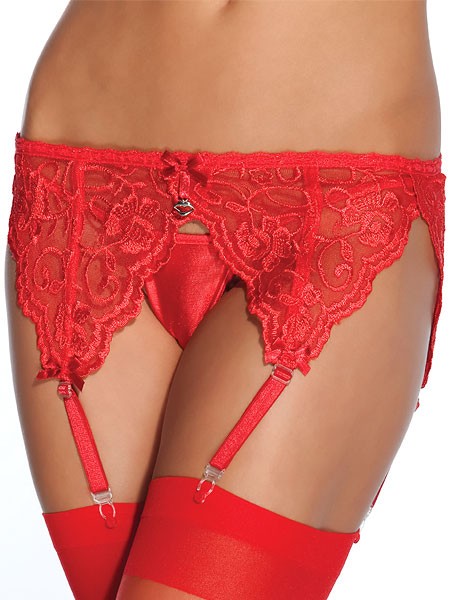 Coquette: Strapsgürtel, rot (One Size)