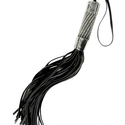 Midnight Bling Flogger: Peitsche, silber/schwarz Midnight Bling Flogger: Peitsche, silber/schwarz