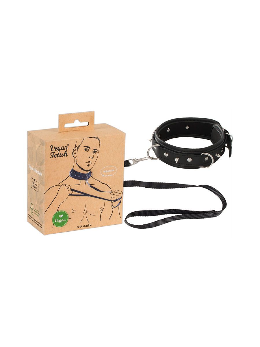 Vegan Fetish: Halsfessel mit Führleine, schwarz