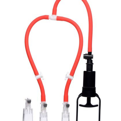 Master Series 3-Way Suck Her: Nippel- und Klitoris-Pumpsystem, rot Master Series 3-Way Suck Her: Nippel- und Klitoris-Pumpsystem, rot