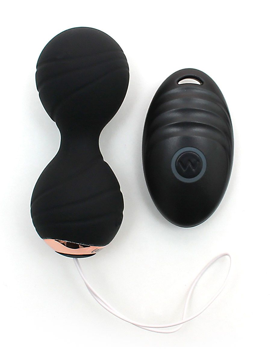 Cannes Vibrating Lay-On Kegel Ball: Vibro-Liebeskugel-Duo, schwarz/roségold