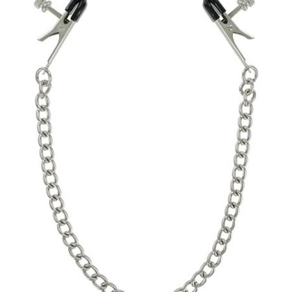 Stainless Steel Aligator: Nippelklemmen mit Kette, silber Stainless Steel Aligator: Nippelklemmen mit Kette, silber