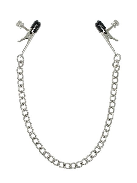 Stainless Steel Aligator: Nippelklemmen mit Kette, silber