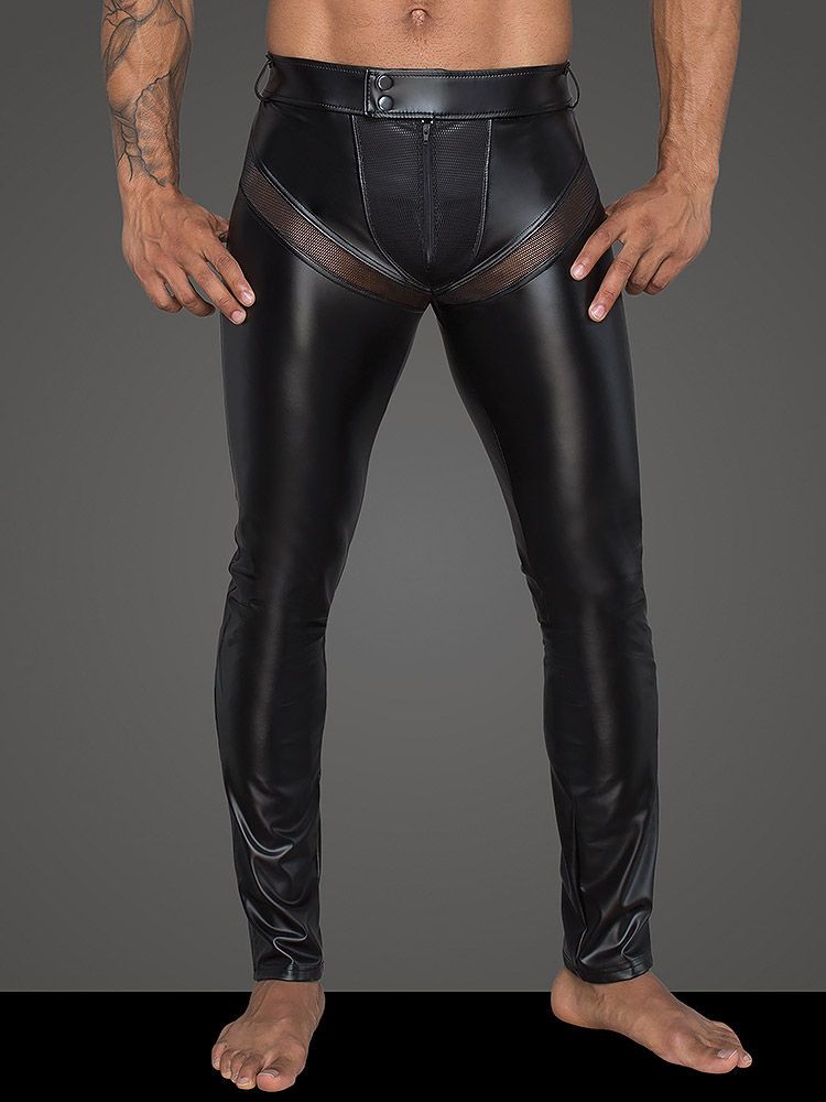 Noir Handmade: Wetlook-Netz-Hose H059, schwarz (M)