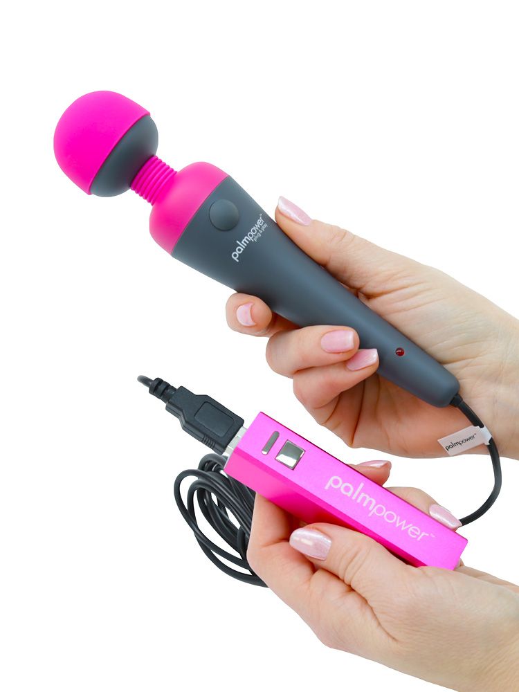 Palm Power Plug & Play: Wandvibrator, schwarz/pink