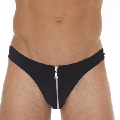 String mit Reißverschluss: Long John, schwarz (One Size) String mit Reißverschluss: Long John, schwarz (One Size)