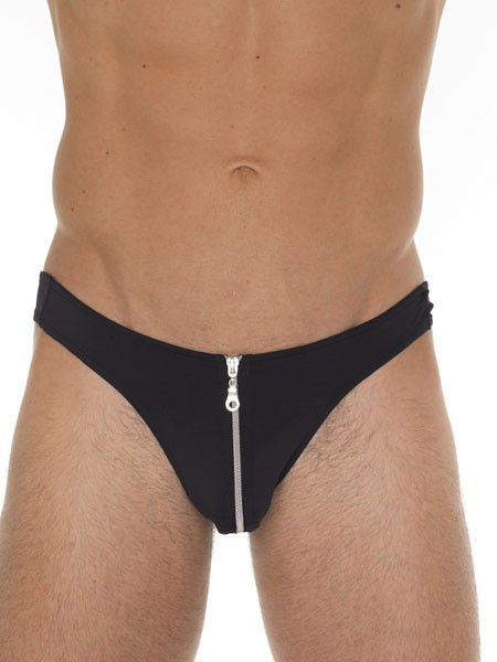 String mit Reißverschluss: Long John, schwarz (One Size)