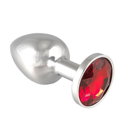 Edelstahl-Buttplug mit rotem Kristall (75g) Edelstahl-Buttplug mit rotem Kristall (75g)