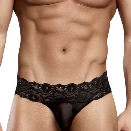 Male Power Scandal Lace: Micro String Pinch Back, schwarz (L/XL) Male Power Scandal Lace: Micro String Pinch Back, schwarz (L/XL)