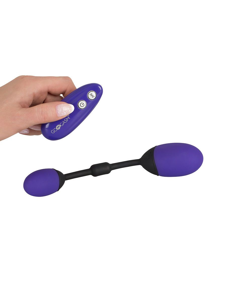 GoGasm Vibrating Pussy & Ass Balls: Vibro-Liebeskugel-Duo, schwarz/lila