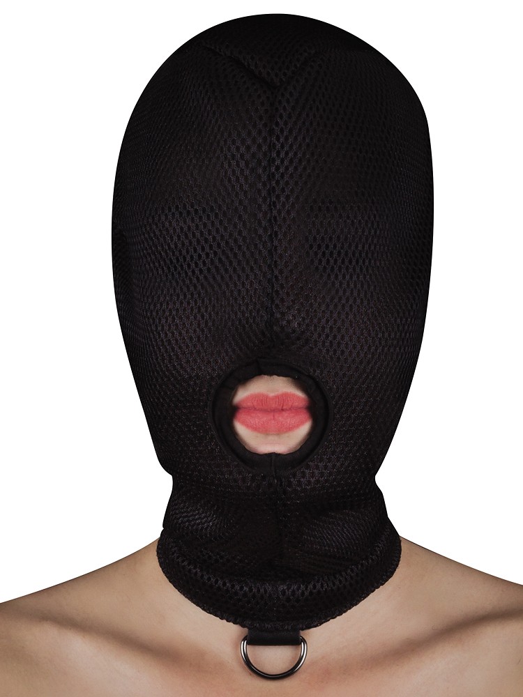 Ouch! Extreme Mesh One Hole with D-Ring: Kopfmaske, schwarz