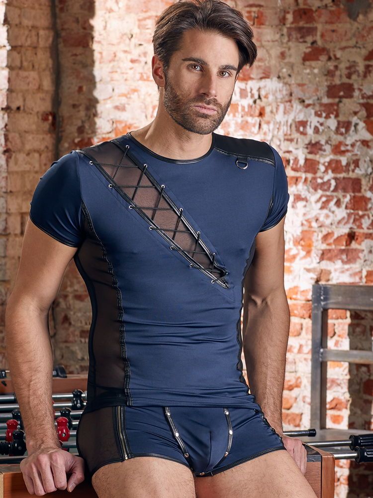 NEK: Herren-T-Shirt, blau/schwarz (XL)