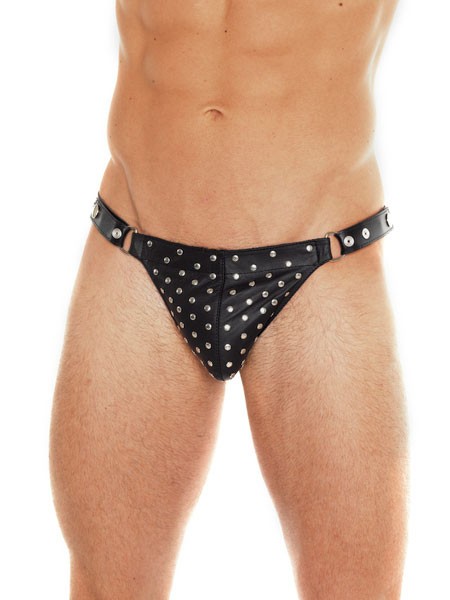 Lederstring mit Nieten, schwarz (One Size)