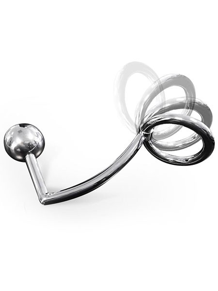 Anal Intruder: Edelstahl-Penis-/Hodenring (55mm) mit Analplug