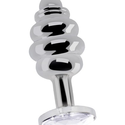 Rich R13: Analplug gerippt mit Kristall, silber (25mm) Rich R13: Analplug gerippt mit Kristall, silber (25mm)