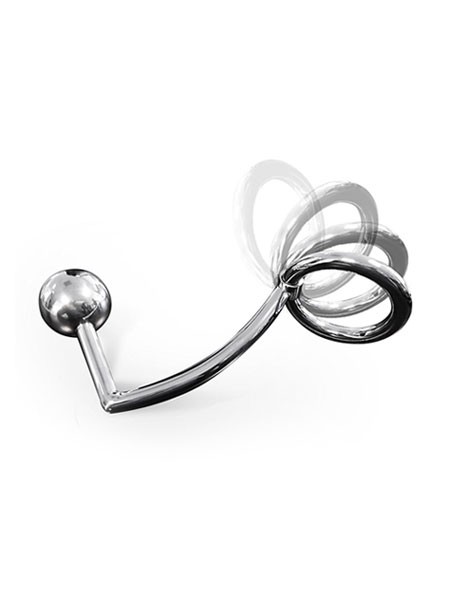 Anal Intruder: Edelstahl-Penis-/Hodenring (40mm) mit Analplug