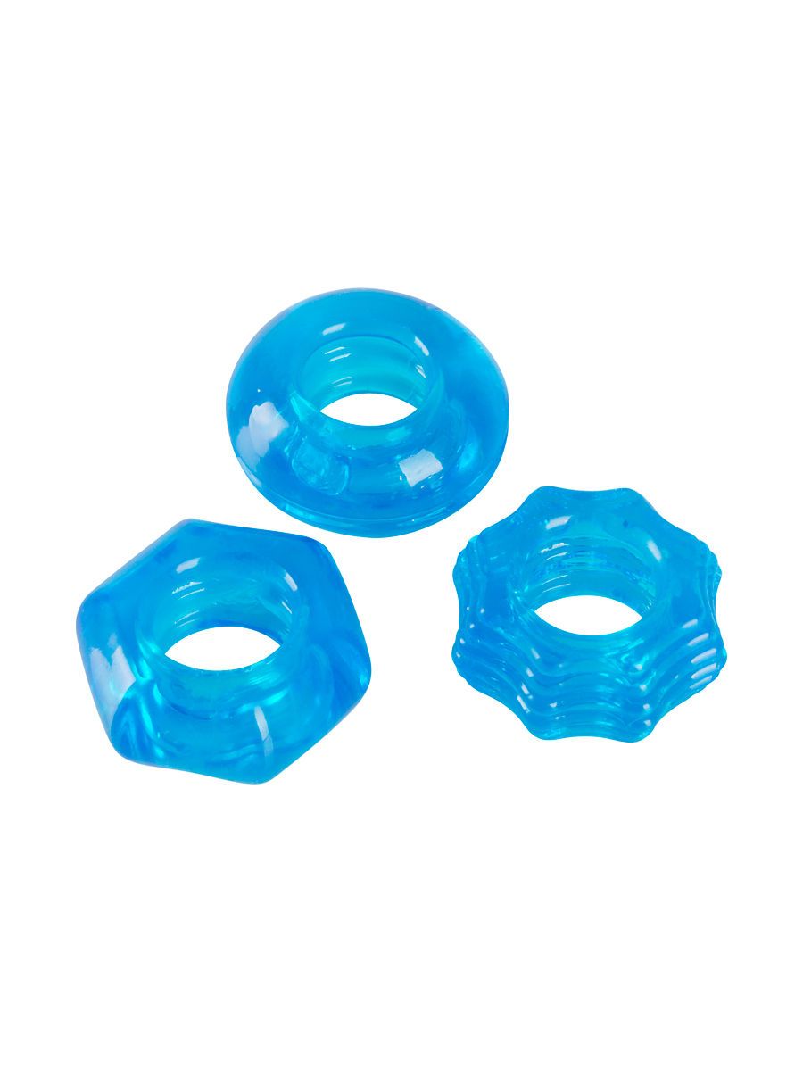 Stretchy Cock Ring Set: Penisring-Set 3-teilig, blau