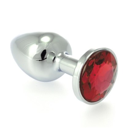 Edelstahl-Buttplug mit rotem Kristall (145g) Edelstahl-Buttplug mit rotem Kristall (145g)
