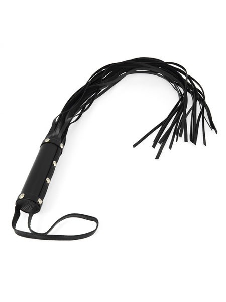 Lederpeitsche mit 19 Riemen, schwarz