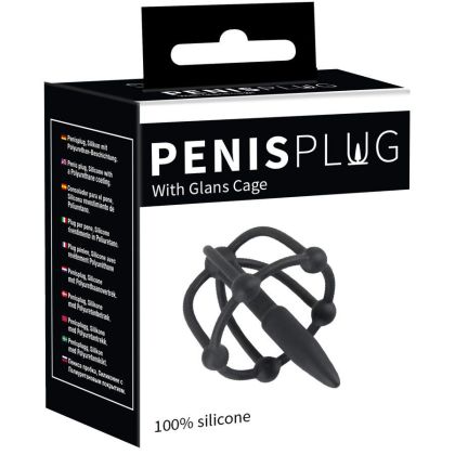 Penis Plug with Glans Cage: Penisplug mit Eichelkäfig, schwarz Penis Plug with Glans Cage: Penisplug mit Eichelkäfig, schwarz