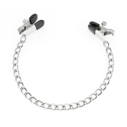 Metall-Nippelklemmen mittel mit Kette, silber Metall-Nippelklemmen mittel mit Kette, silber