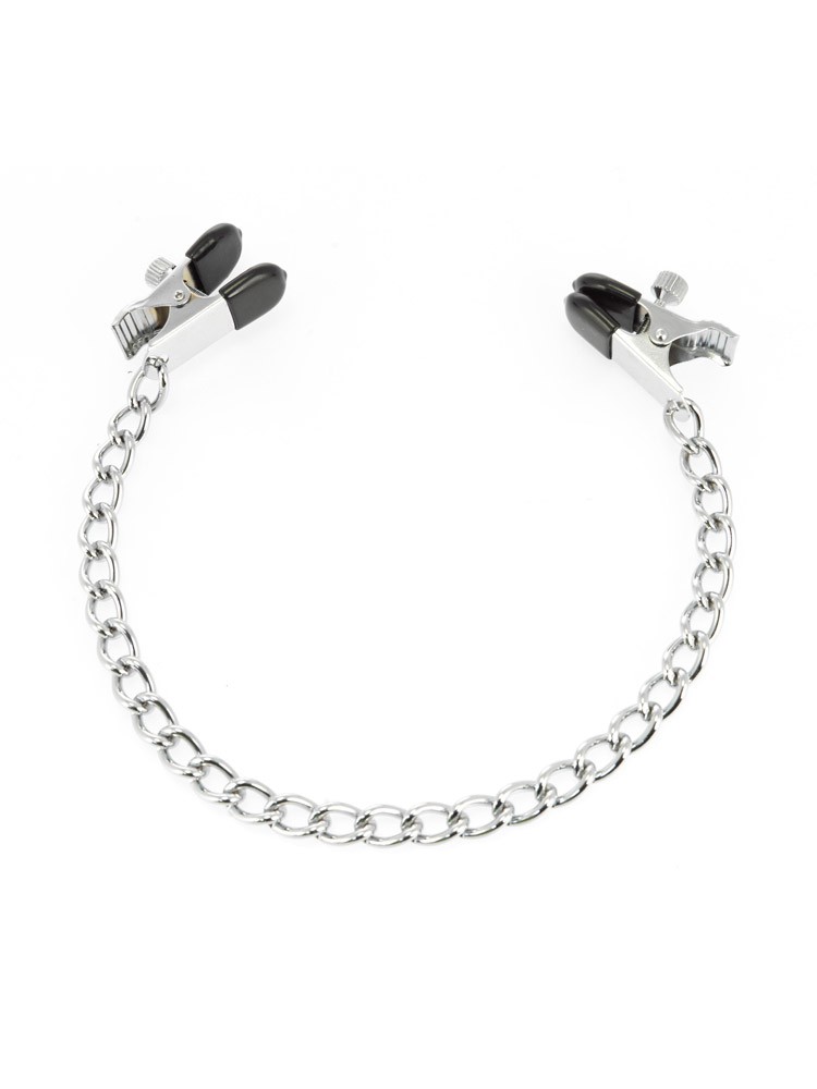 Metall-Nippelklemmen mittel mit Kette, silber