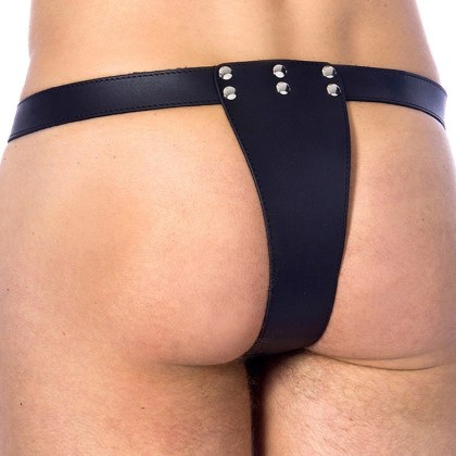 Leder-Keuschheitsgürtel abschließbar, schwarz (One Size) Leder-Keuschheitsgürtel abschließbar, schwarz (One Size)