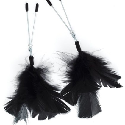 Metall-Nippelklemmen mit Federn, schwarz Metall-Nippelklemmen mit Federn, schwarz