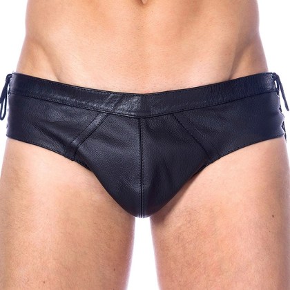 Leder-Brief mit Schnürung, schwarz (M/L) Leder-Brief mit Schnürung, schwarz (M/L)