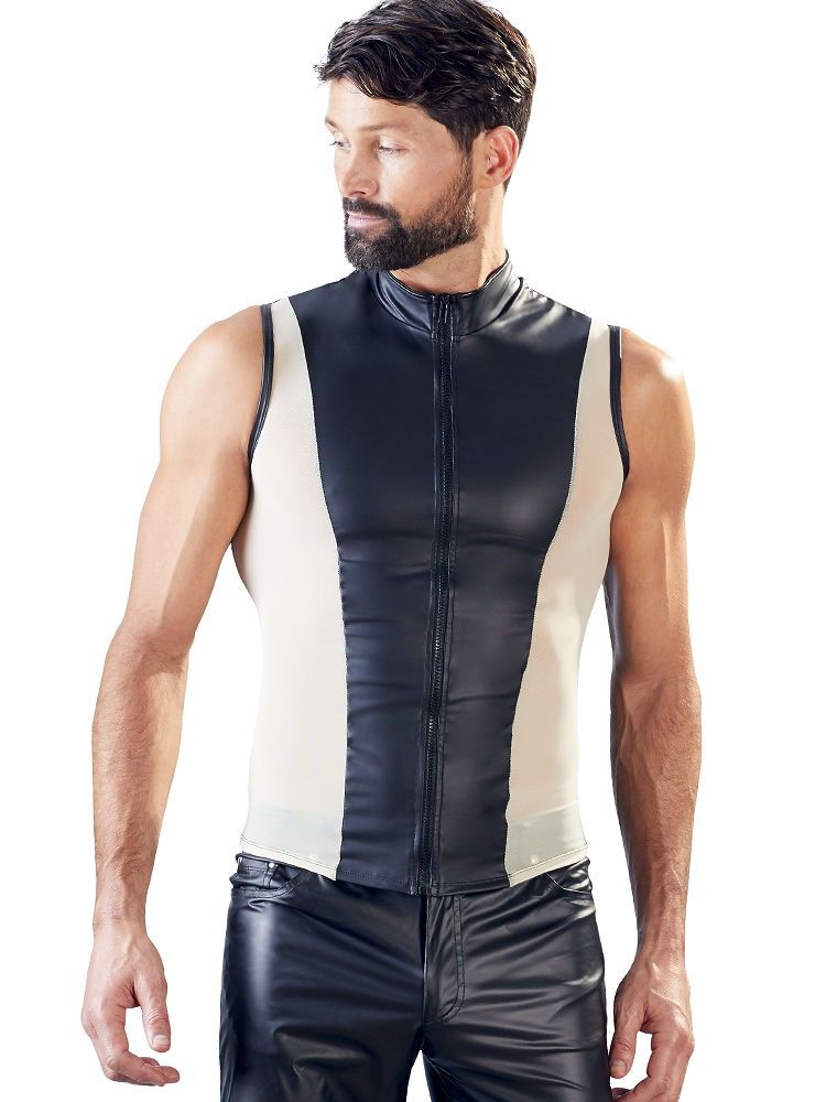 Zipshirt, schwarz/nude (M)