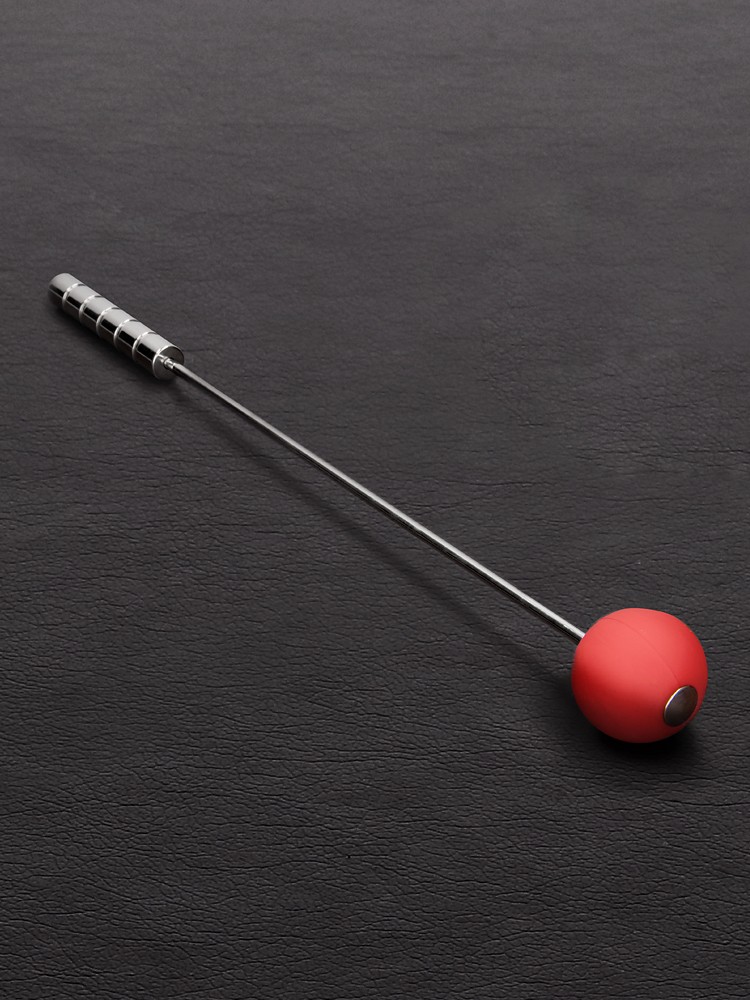 Triune Butt Bruiser Crop: Edelstahl-Gerte mit Silikonspitze, rot