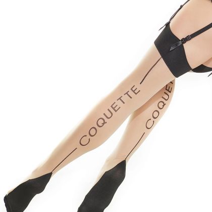 Coquette: Naht-Strapsstrümpfe, schwarz/haut (Queen Size) Coquette: Naht-Strapsstrümpfe, schwarz/haut (Queen Size)